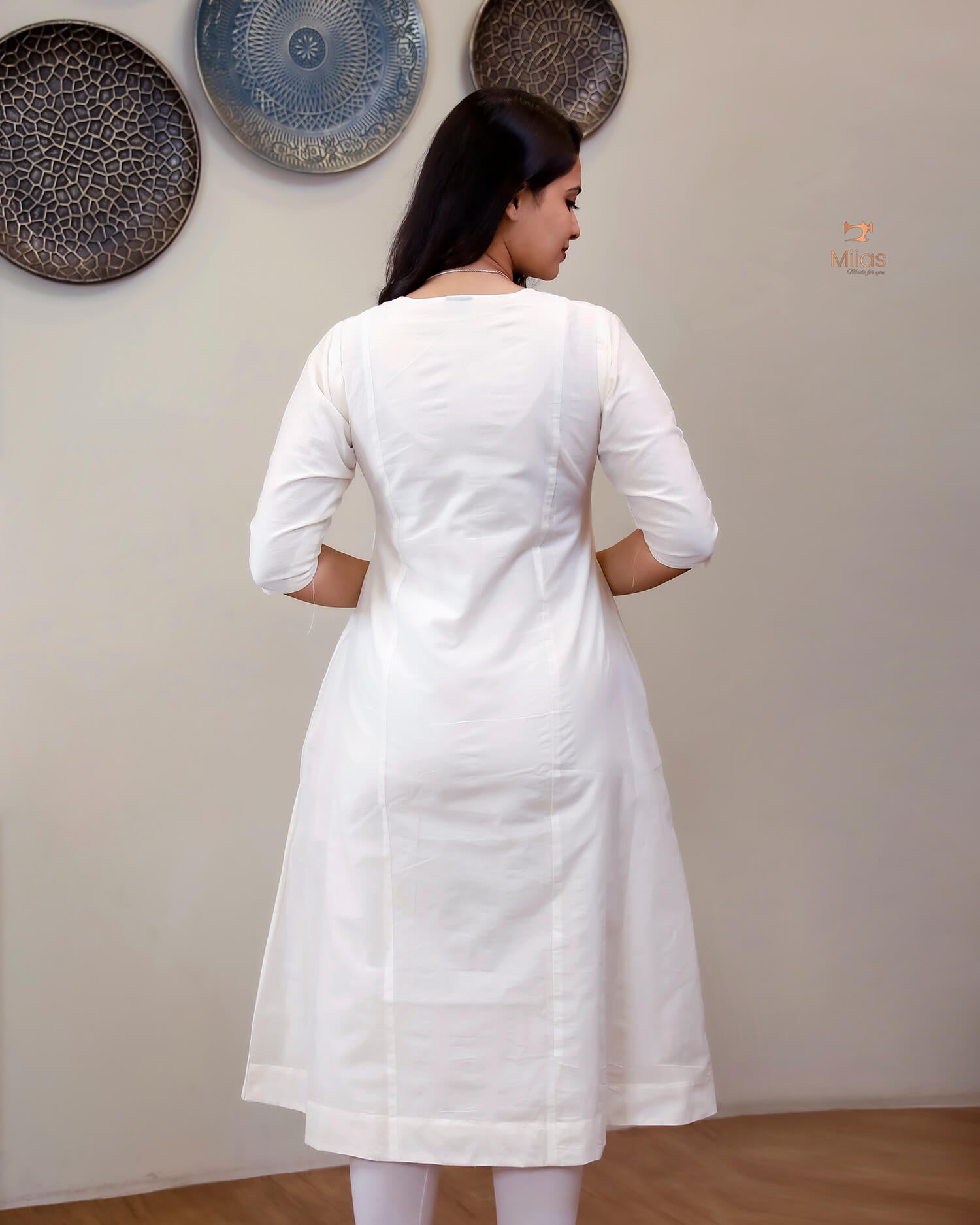 Mul Chanderi | 3-Panel Cut Dress Kurti | Off white