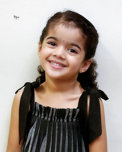 Cotton Girls' Dress with Embroidered Hem & Easy Tie Shoulders