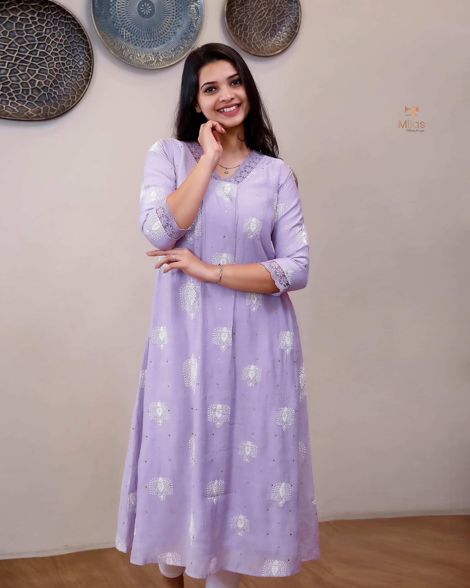 Crushed Dhara Silk | A-Line Top & Dupatta Set | Dusty Lilac