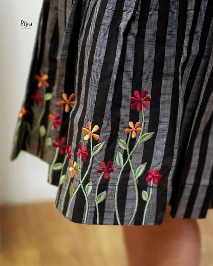 Cotton Girls' Dress with Embroidered Hem & Easy Tie Shoulders