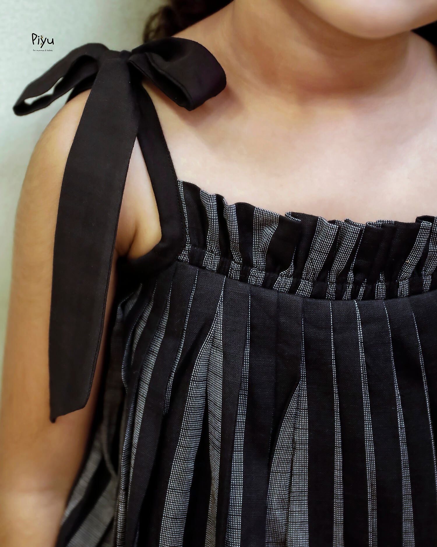 Cotton Girls' Dress with Embroidered Hem & Easy Tie Shoulders