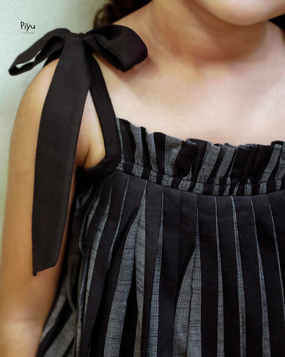 Cotton Girls' Dress with Embroidered Hem & Easy Tie Shoulders