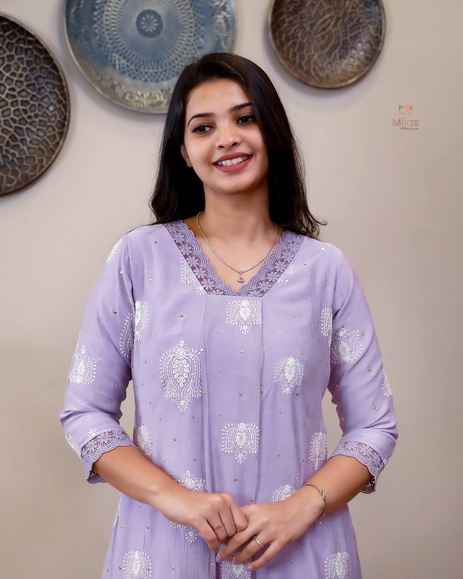 Crushed Dhara Silk | A-Line Top & Dupatta Set | Dusty Lilac