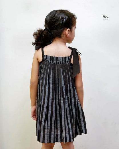 Cotton Girls' Dress with Embroidered Hem & Easy Tie Shoulders