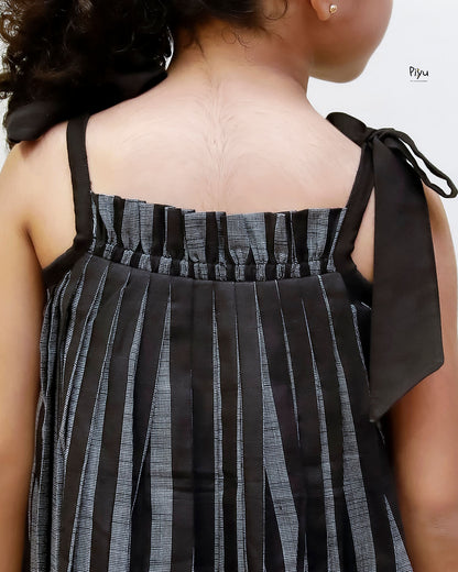 Cotton Girls' Dress with Embroidered Hem & Easy Tie Shoulders