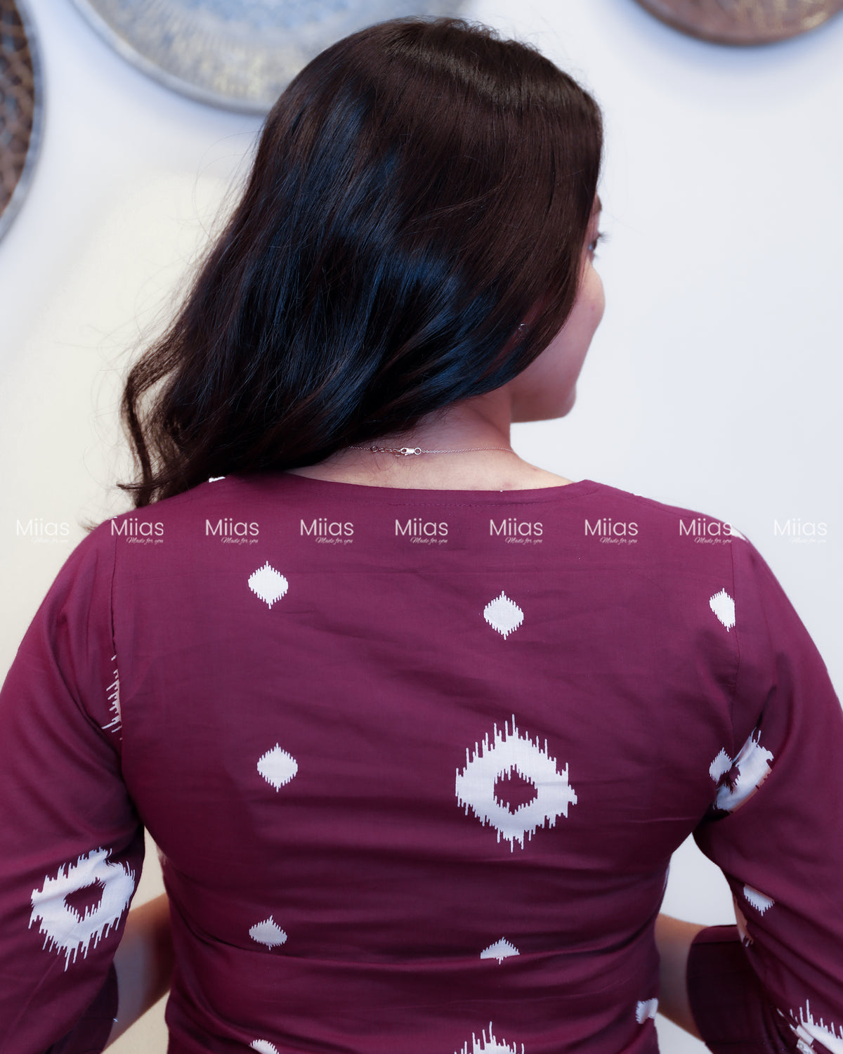 Jaipur Cotton Co-ord Set | Pintuck Yoke + Lace Detailing | Deep Plum