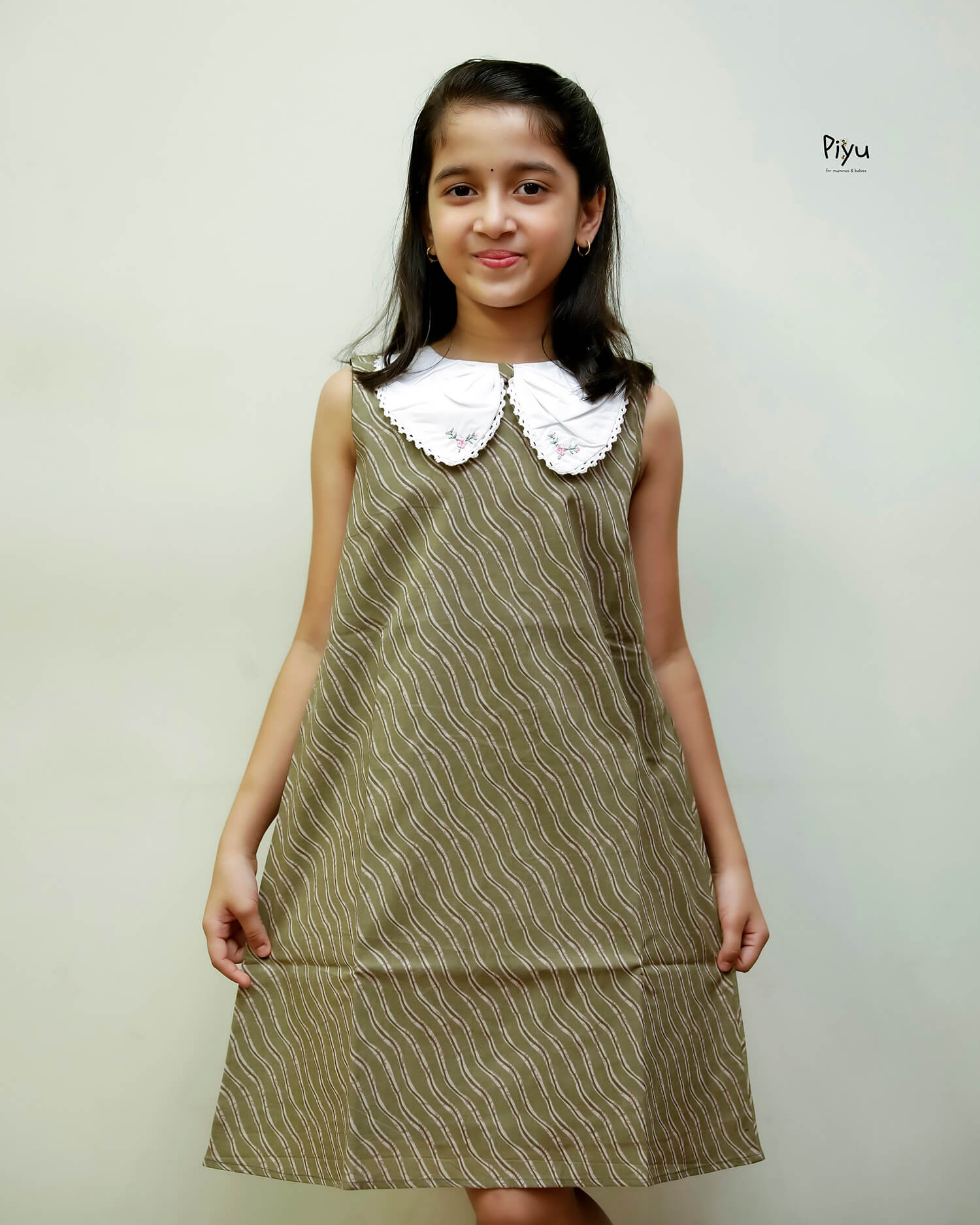 South Cotton Kids Frock, Lace Butterfly Collar