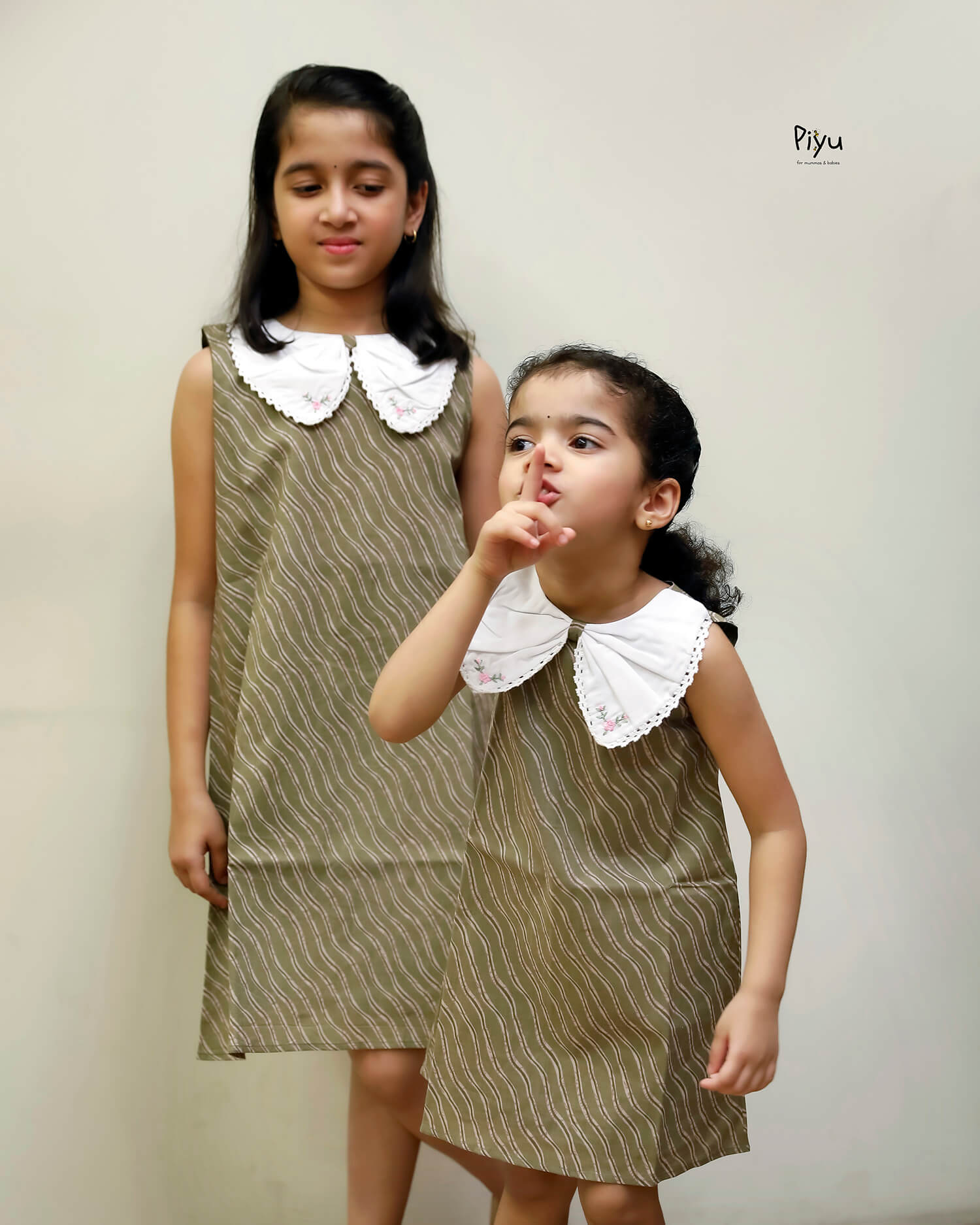 South Cotton Kids Frock, Lace Butterfly Collar