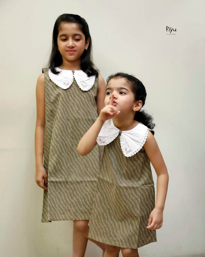 South Cotton Kids Frock, Lace Butterfly Collar