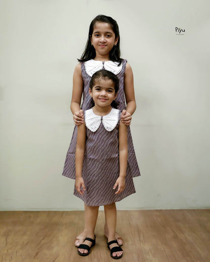 South Cotton Kids Frock, Lace Butterfly Collar