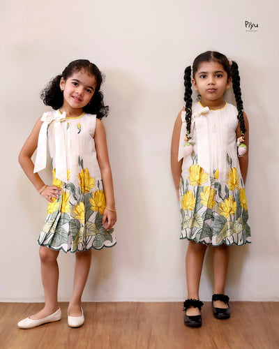 Embroidered Kora Cotton Frock | Pleated A-Line Kids’ Dress