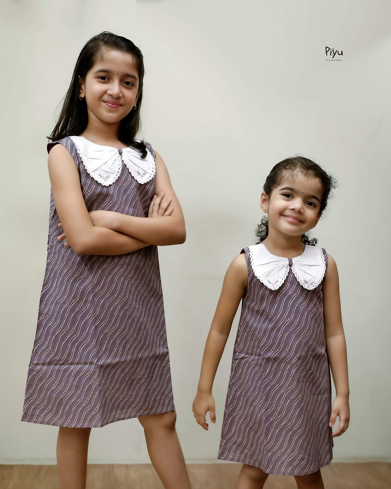 South Cotton Kids Frock, Lace Butterfly Collar
