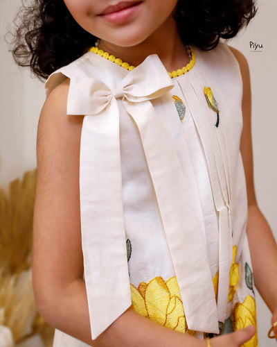 Embroidered Kora Cotton Frock | Pleated A-Line Kids’ Dress
