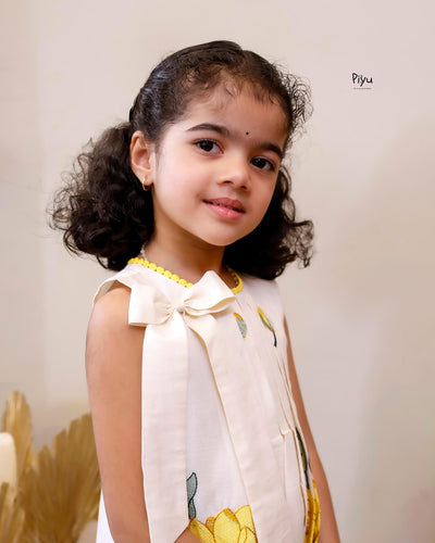 Embroidered Kora Cotton Frock | Pleated A-Line Kids’ Dress