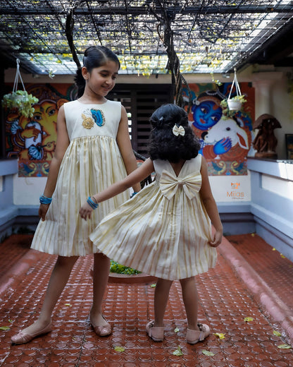 Lurex Cotton Frock for Kids -Festive Wear-Onam 2025