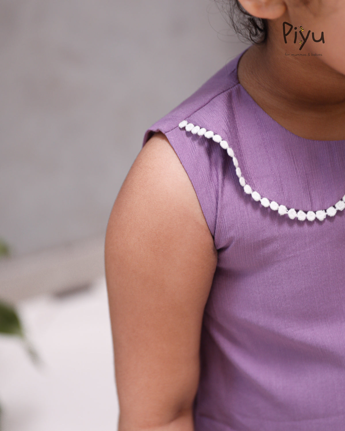 Vatican Fabric A-Line Frock | Peter Pan Collar + Embroidery | Lavender