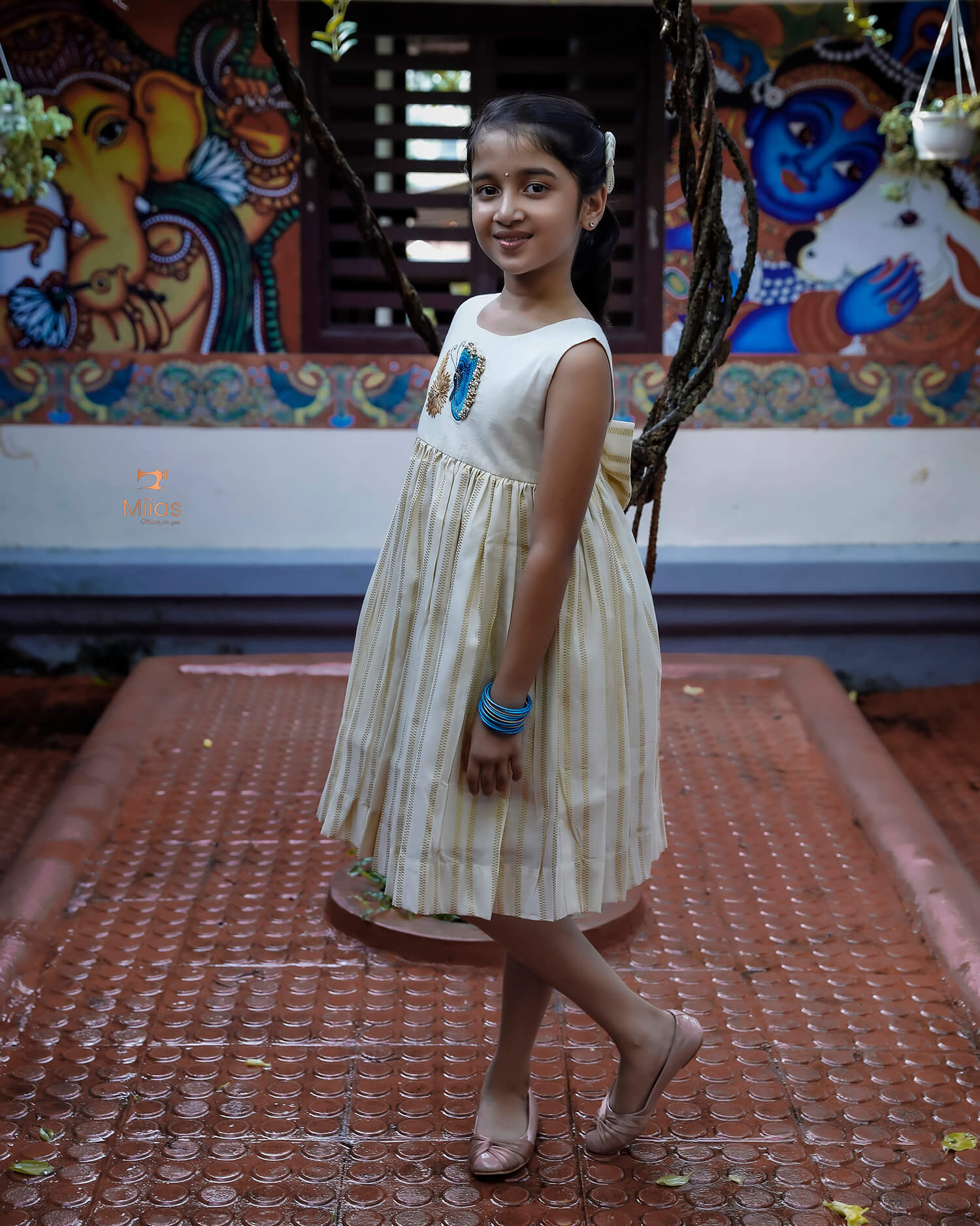 Lurex Cotton Frock for Kids -Festive Wear-Onam 2025