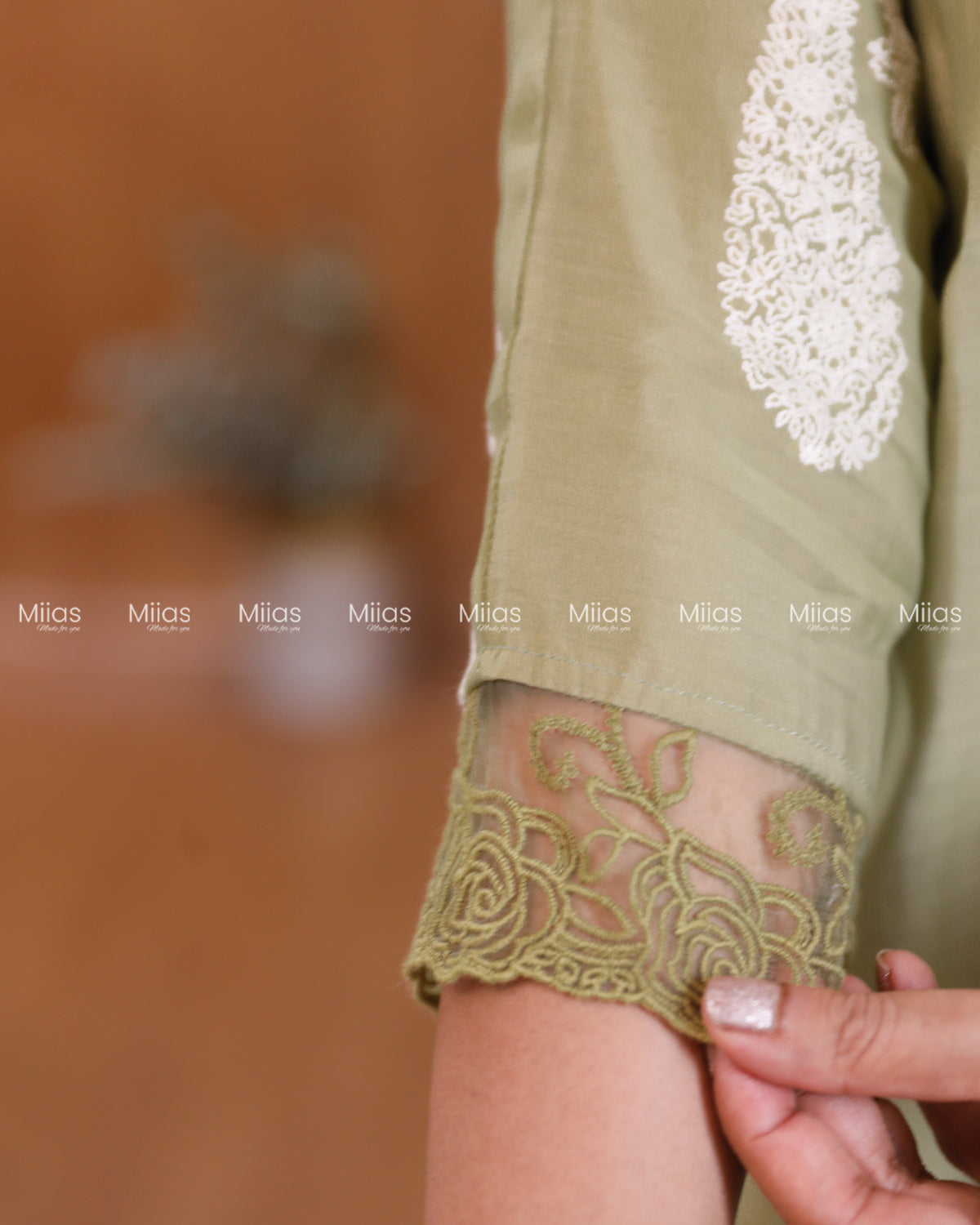 Mul Chanderi Dress Kurti | Box Pleats + Lace + Lined | Sage Green