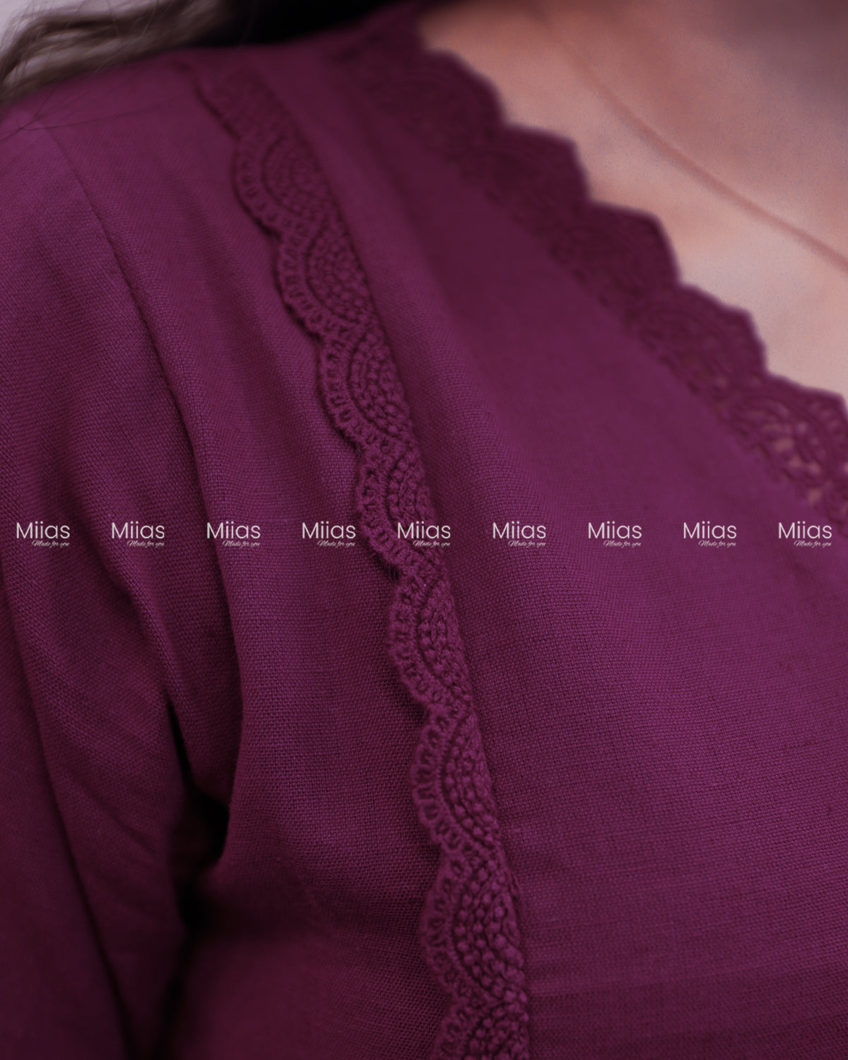 Flex Cotton 3-Panel Dress Kurti | Bullion Rose + Lace | Deep Magenta