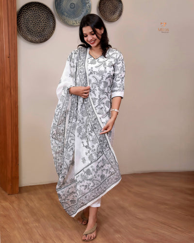 Super Net Co-ord Set | Embroidered Dresswear | Black Thread Work