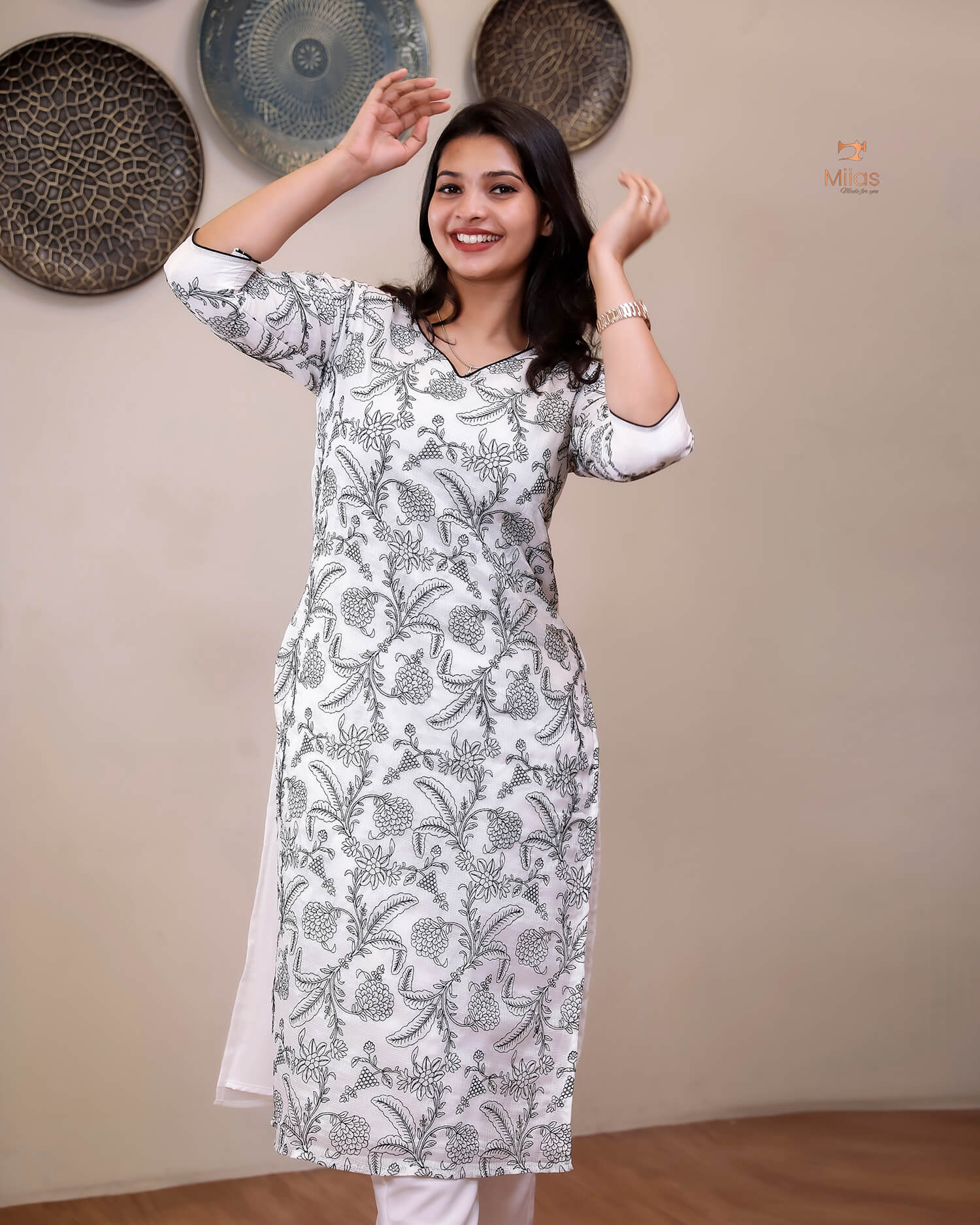 Super Net Suit Set: Graceful 3-Pc Embroidered Dresswear-Black Thread Work