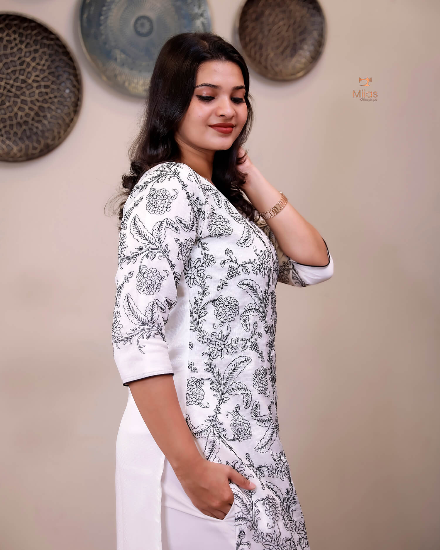 Super Net Suit Set: Graceful 3-Pc Embroidered Dresswear-Black Thread Work