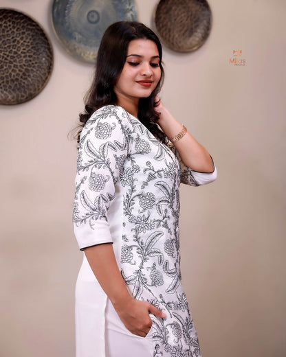 Super Net Suit Set: Graceful 3-Pc Embroidered Dresswear-Black Thread Work