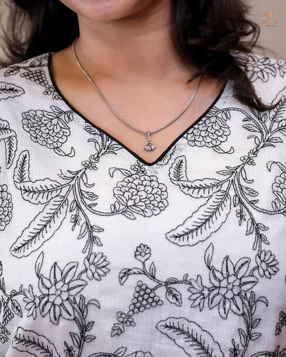 Super Net Suit Set: Graceful 3-Pc Embroidered Dresswear-Black Thread Work