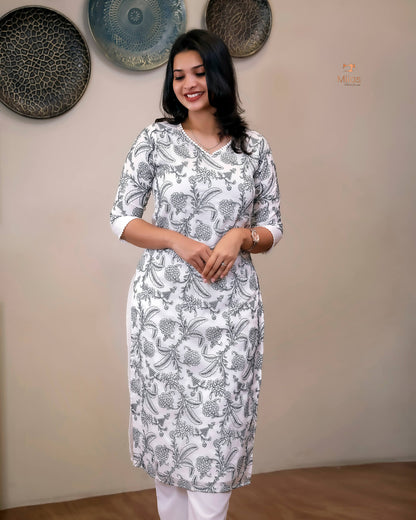 Super Net Suit Set: Graceful 3-Pc Embroidered Dresswear-Navy Blue Thread Work