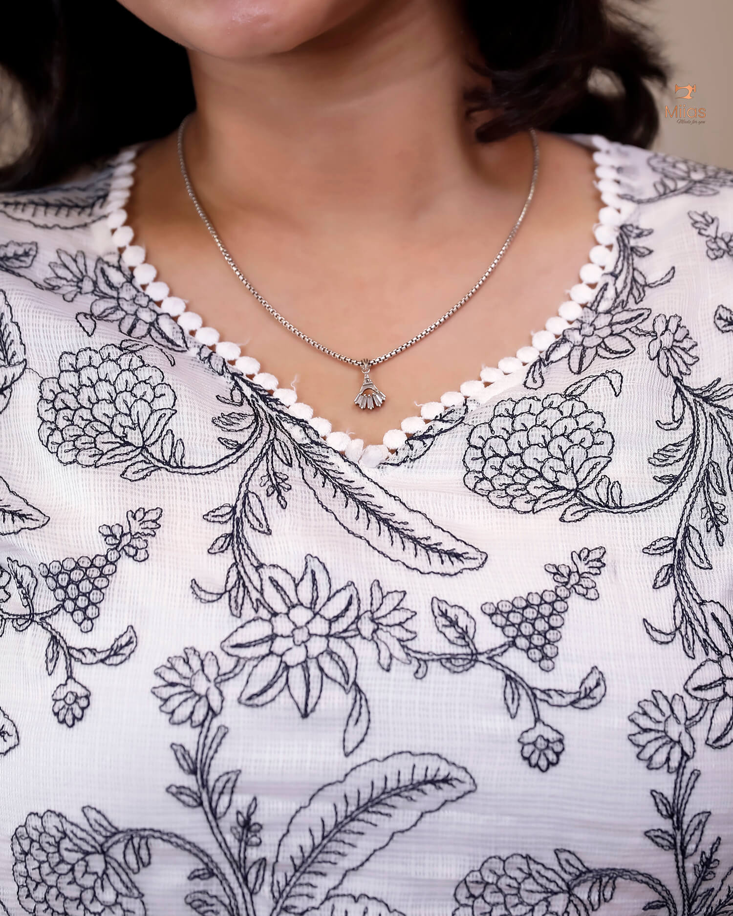 Super Net Suit Set: Graceful 3-Pc Embroidered Dresswear-Navy Blue Thread Work