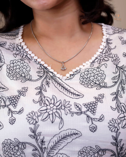 Super Net Suit Set: Graceful 3-Pc Embroidered Dresswear-Navy Blue Thread Work