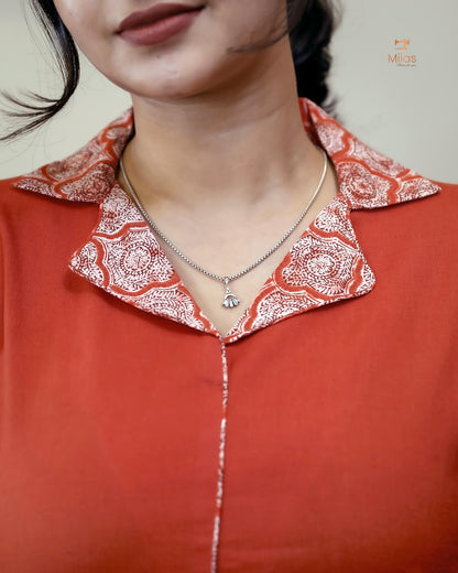 Cotton Co-ord Set with Double Collar & Printed Borders