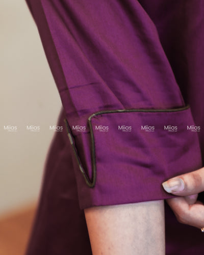 Cotton Co-ord Set | A-Line Slit Top + Potli Buttons + Pockets | Rich Purple