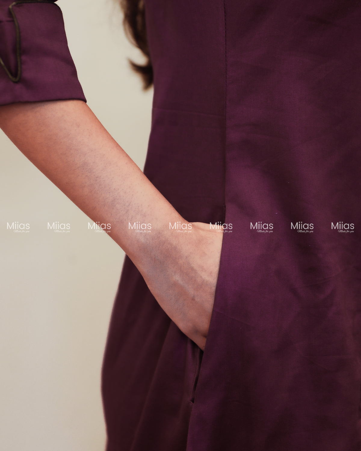 Cotton Co-ord Set | A-Line Slit Top + Potli Buttons + Pockets | Rich Purple