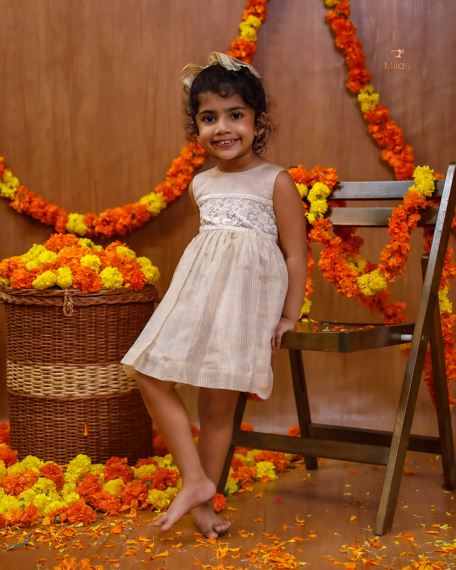 Elegant Kotta Check Kids Frock with Lace & Back Zip – Soft Cotton