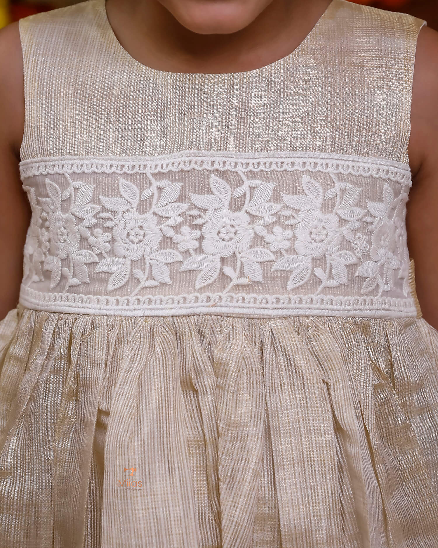 Elegant Kotta Check Kids Frock with Lace & Back Zip – Soft Cotton