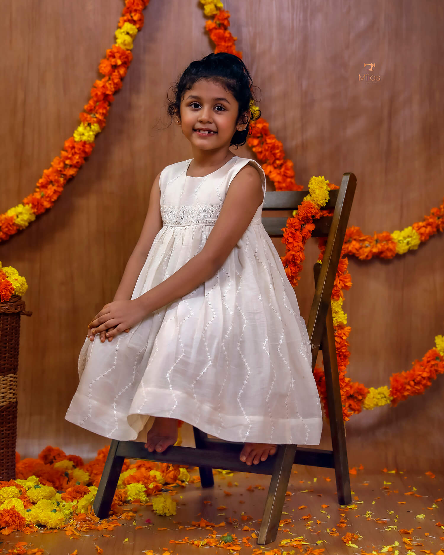 Kids' Embroidered Cotton Frock with Sequins & Back Zipper – Soft & Stylish