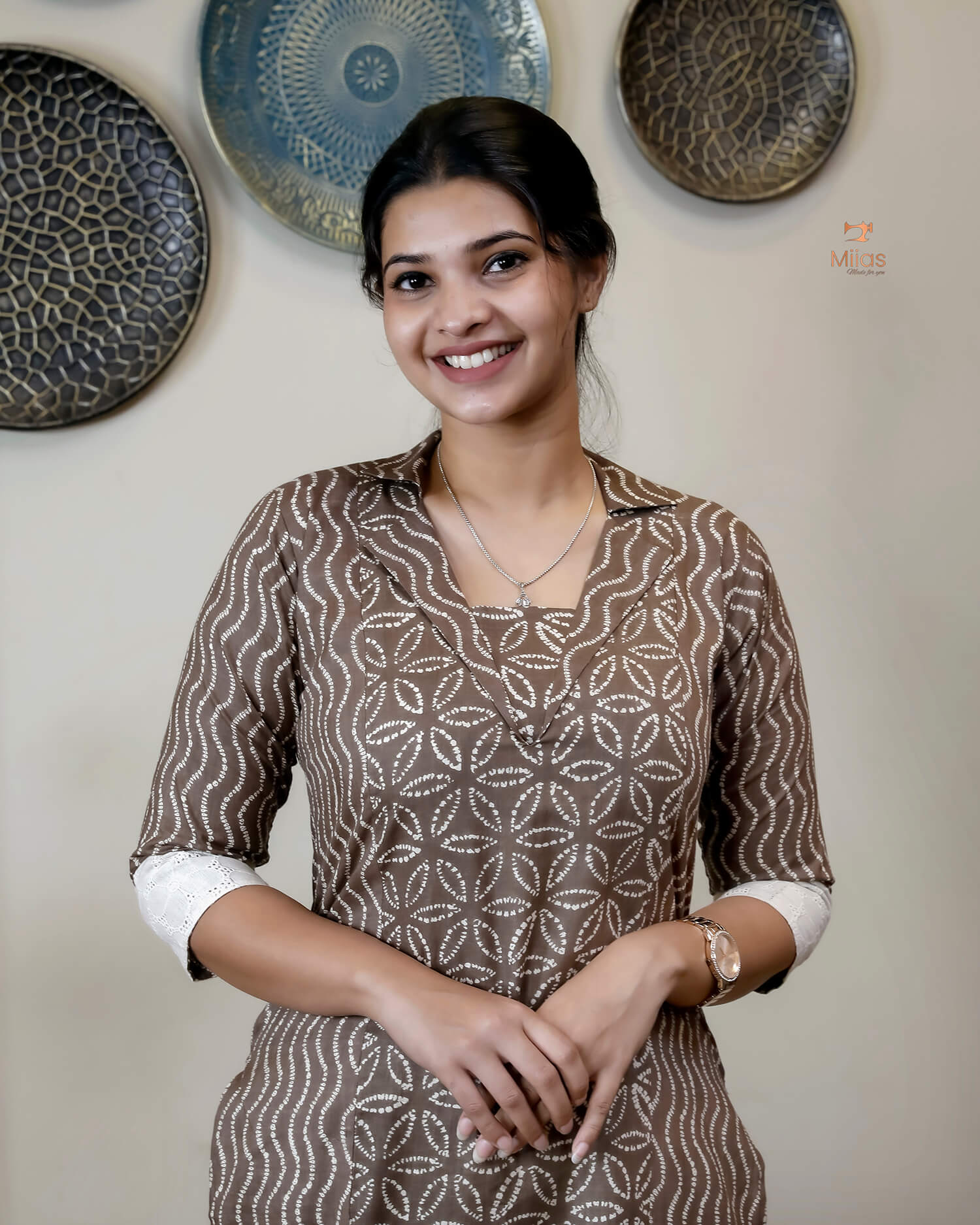 Cotton Co-ord Set: Modern Asymmetrical Design & Artisanal Style-Walnut Brown.