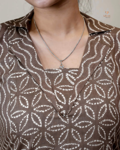 Cotton Co-ord Set: Modern Asymmetrical Design & Artisanal Style-Walnut Brown.