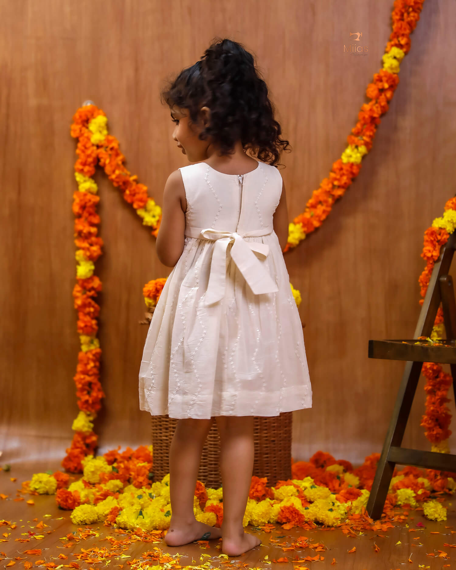 Kids' Embroidered Cotton Frock with Sequins & Back Zipper – Soft & Stylish