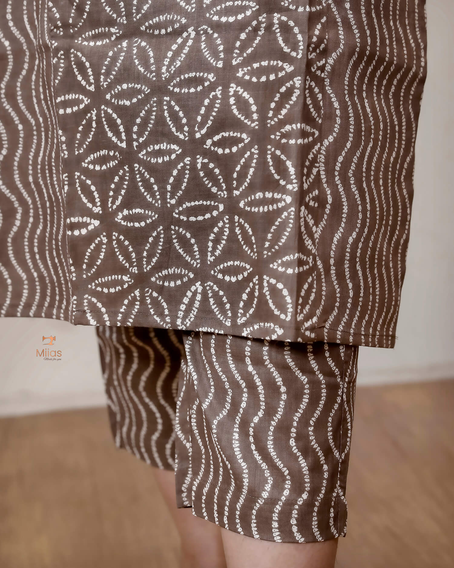 Cotton Co-ord Set: Modern Asymmetrical Design & Artisanal Style-Walnut Brown.