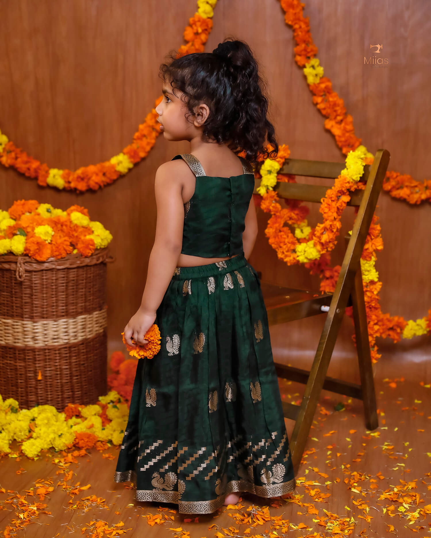 Kids' Zari Border Jute Georgette Skirt & Top Set – Ethnic Wear