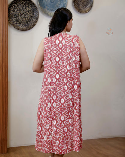 Cotton Maternity Dress: Ultimate Comfort & Nursing Access-Pink