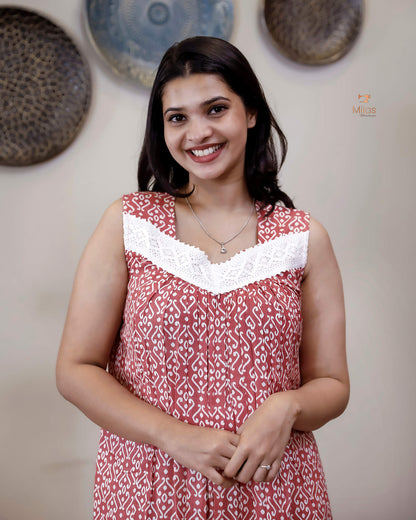 Cotton Maternity Dress: Ultimate Comfort & Nursing Access-Pink