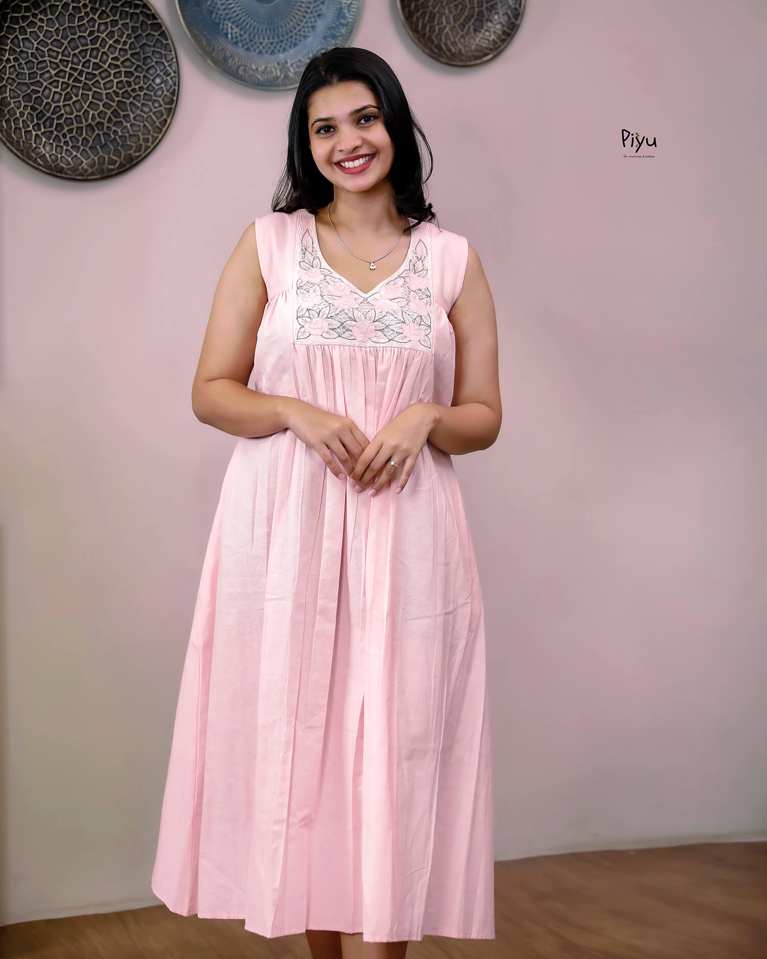 Cotton Sleeveless Maternity Nursing Dress