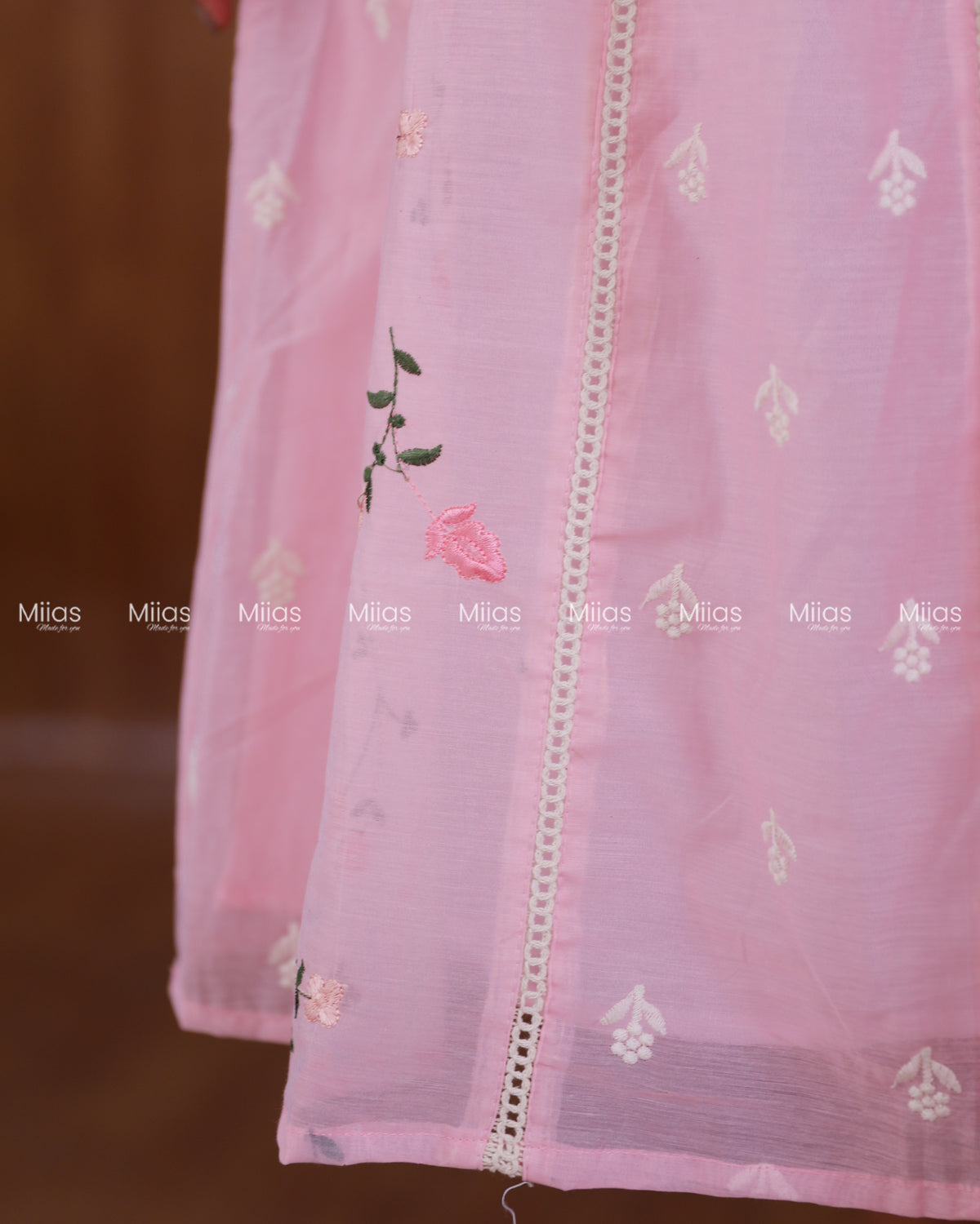 Mul Chanderi Dress Kurti | Embroidered Front + Sleeveless + Lined | Baby Pink