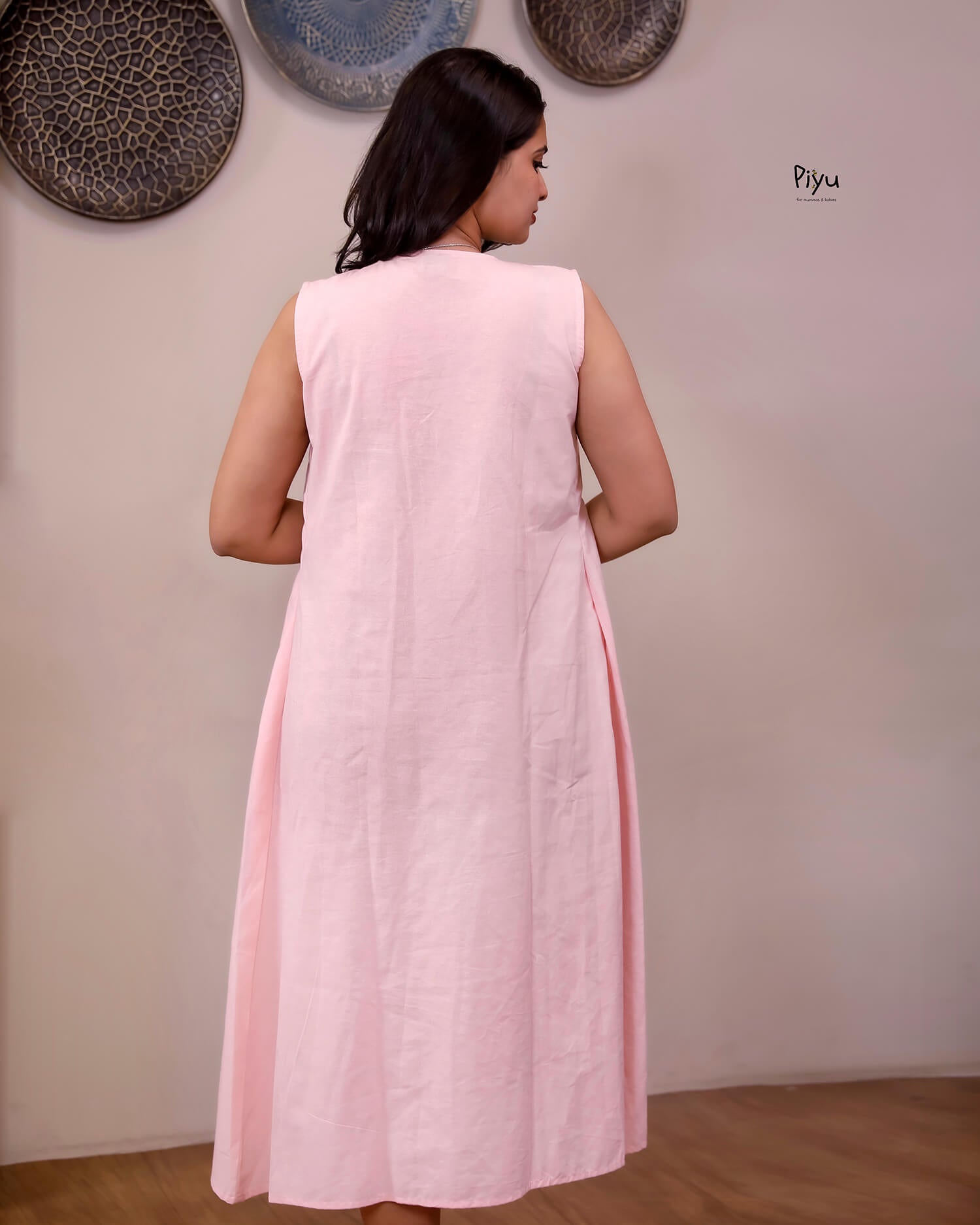 Cotton Sleeveless Maternity Nursing Dress