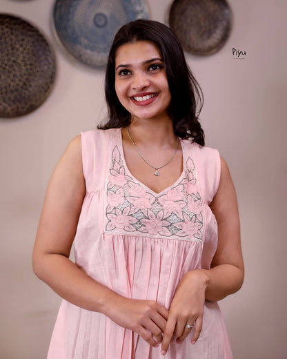 Cotton Sleeveless Maternity Nursing Dress