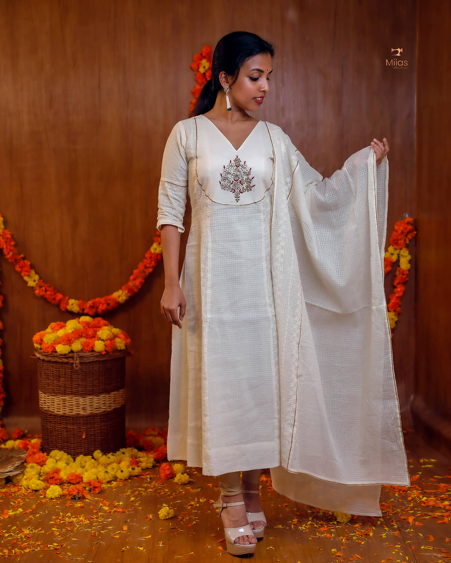 Cotton Kota Kurti with Gota Patti & Dupatta – Festive Elegance