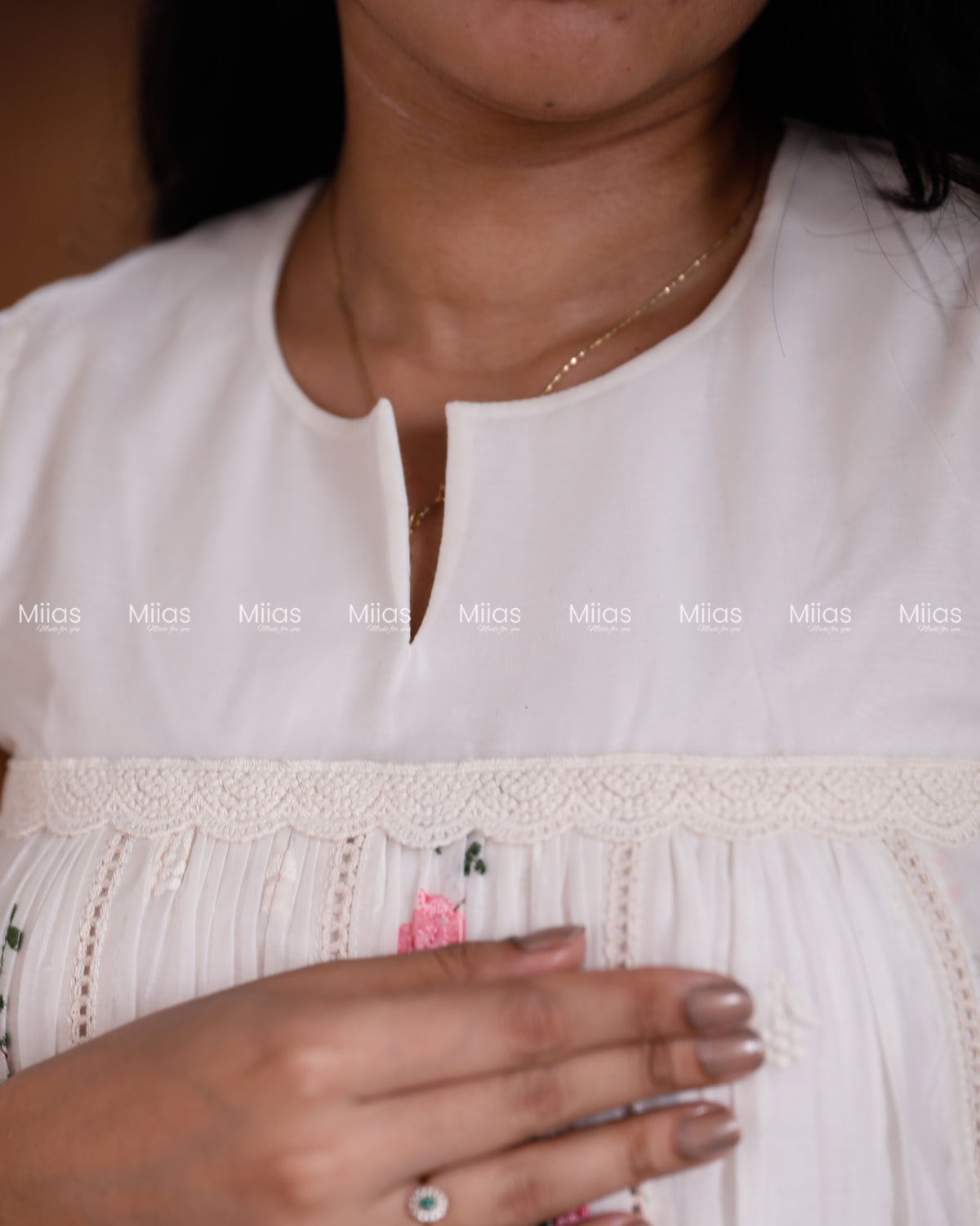 Mul Chanderi Dress Kurti | Embroidered Front + Sleeveless + Lined | White